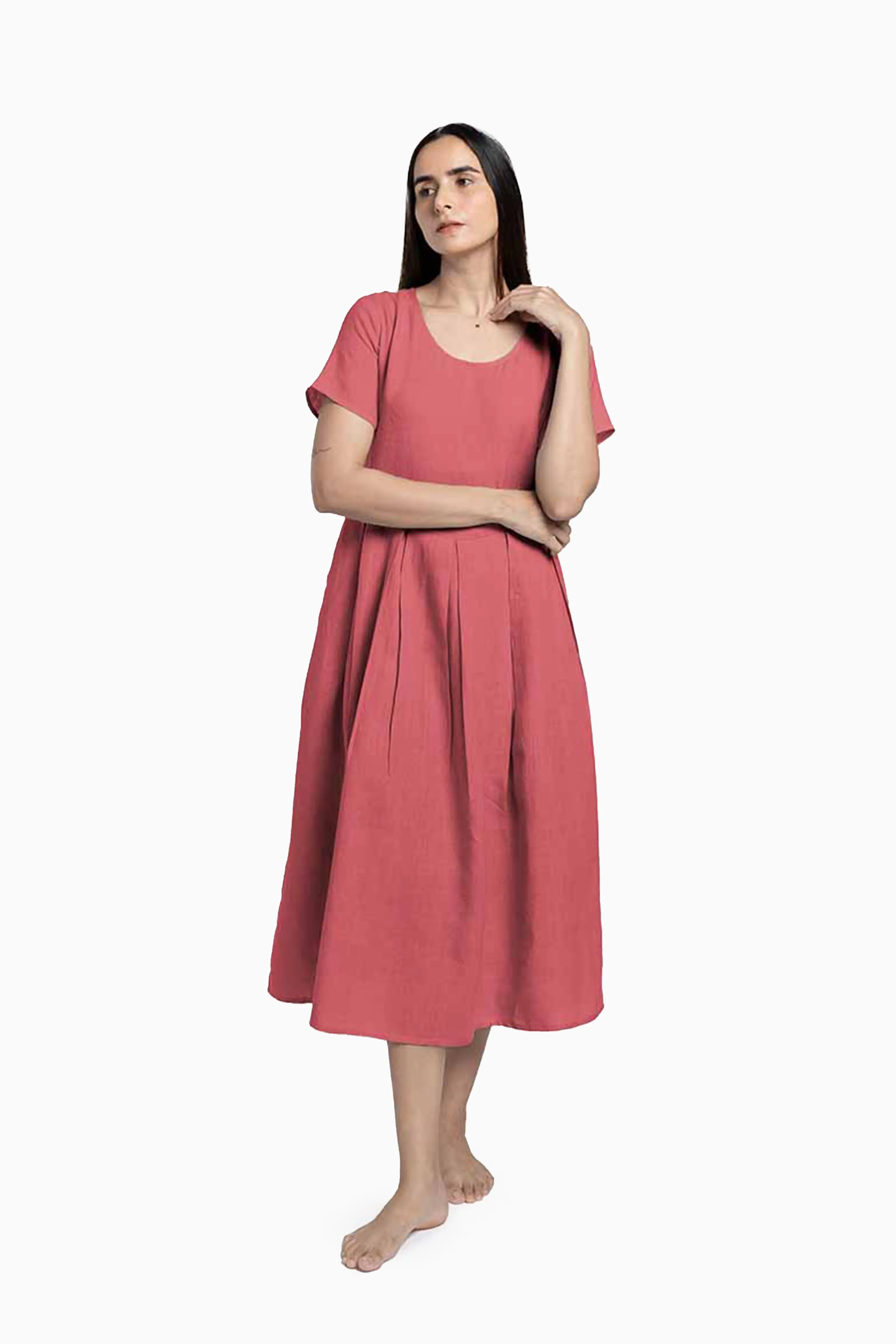 Linen Selah Dress-Muted Mocha