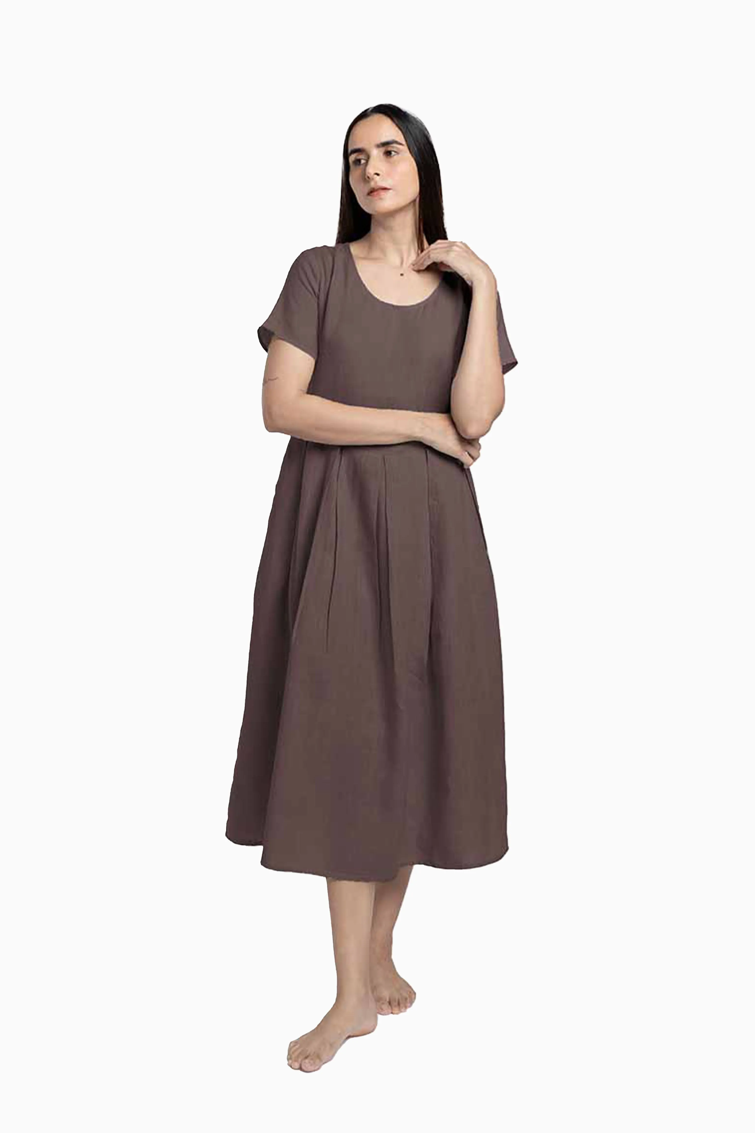 Linen Selah Dress-Muted Mocha
