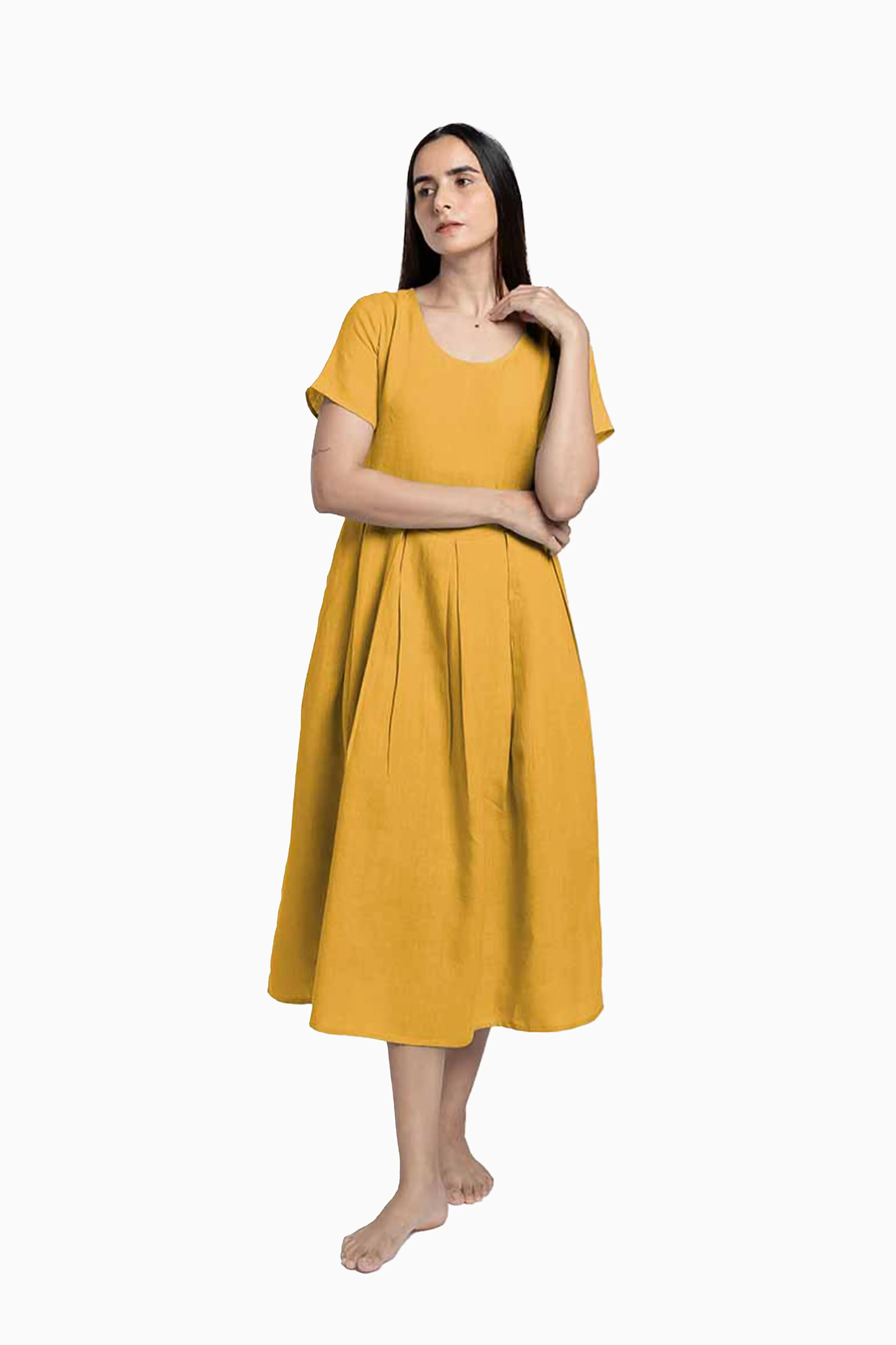 Linen Selah Dress-Muted Mocha