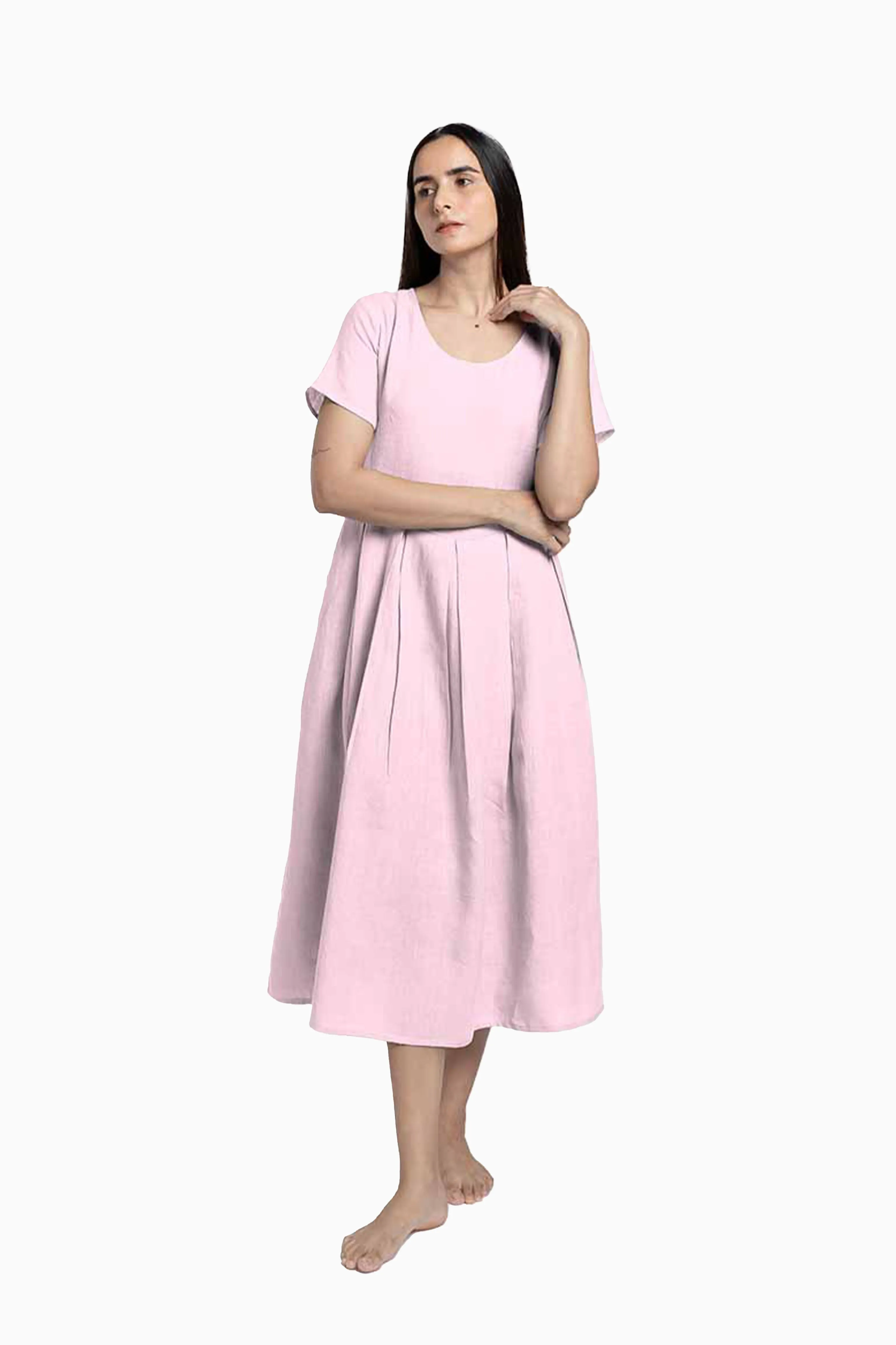 Linen Selah Dress-Muted Mocha