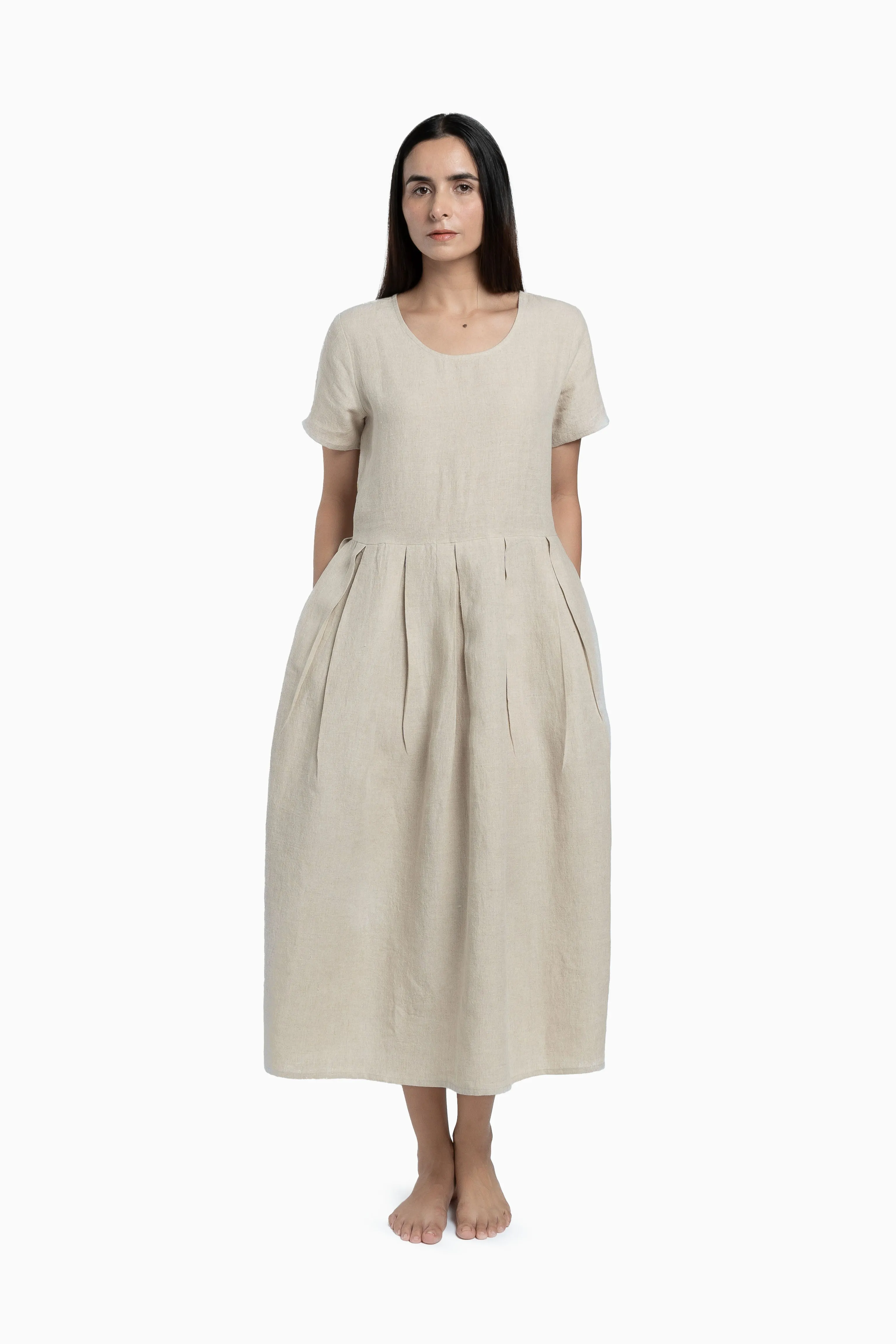 Linen Selah Dress-Muted Mocha