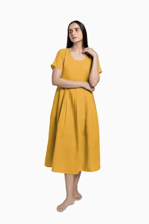 Linen Selah Dress-Sunburnt Yellow