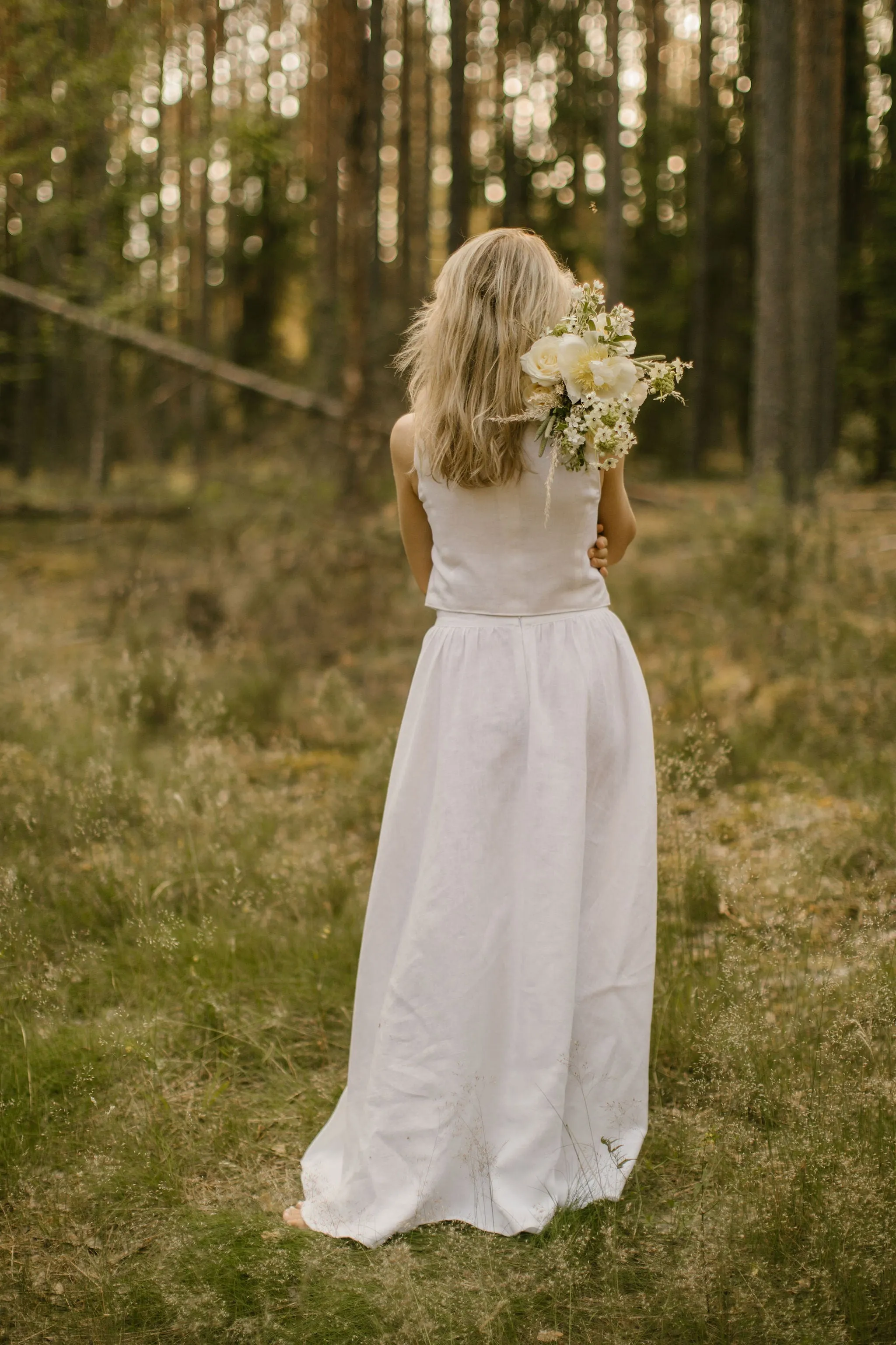 Linen Waistcoat Skirt Set