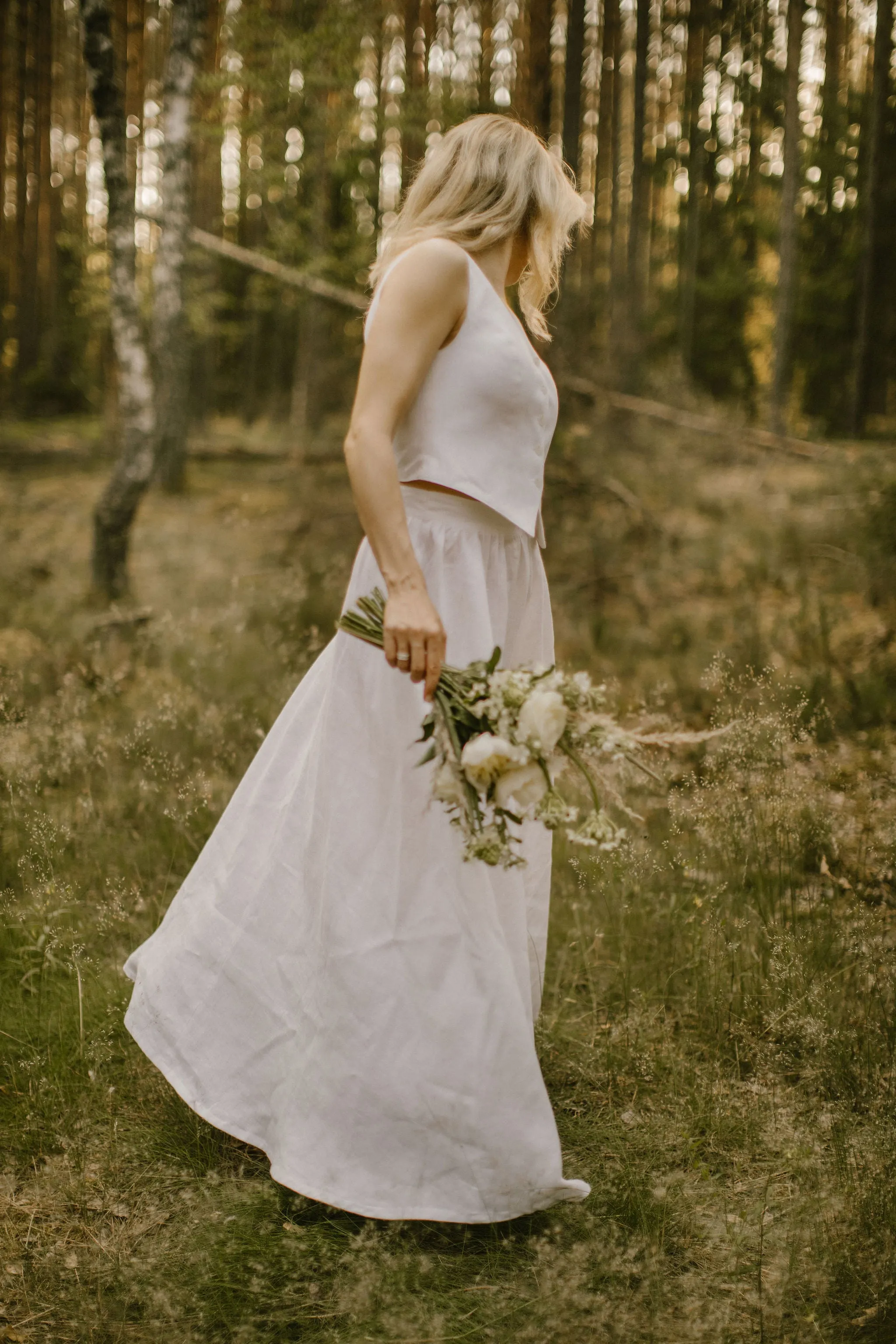 Linen Waistcoat Skirt Set