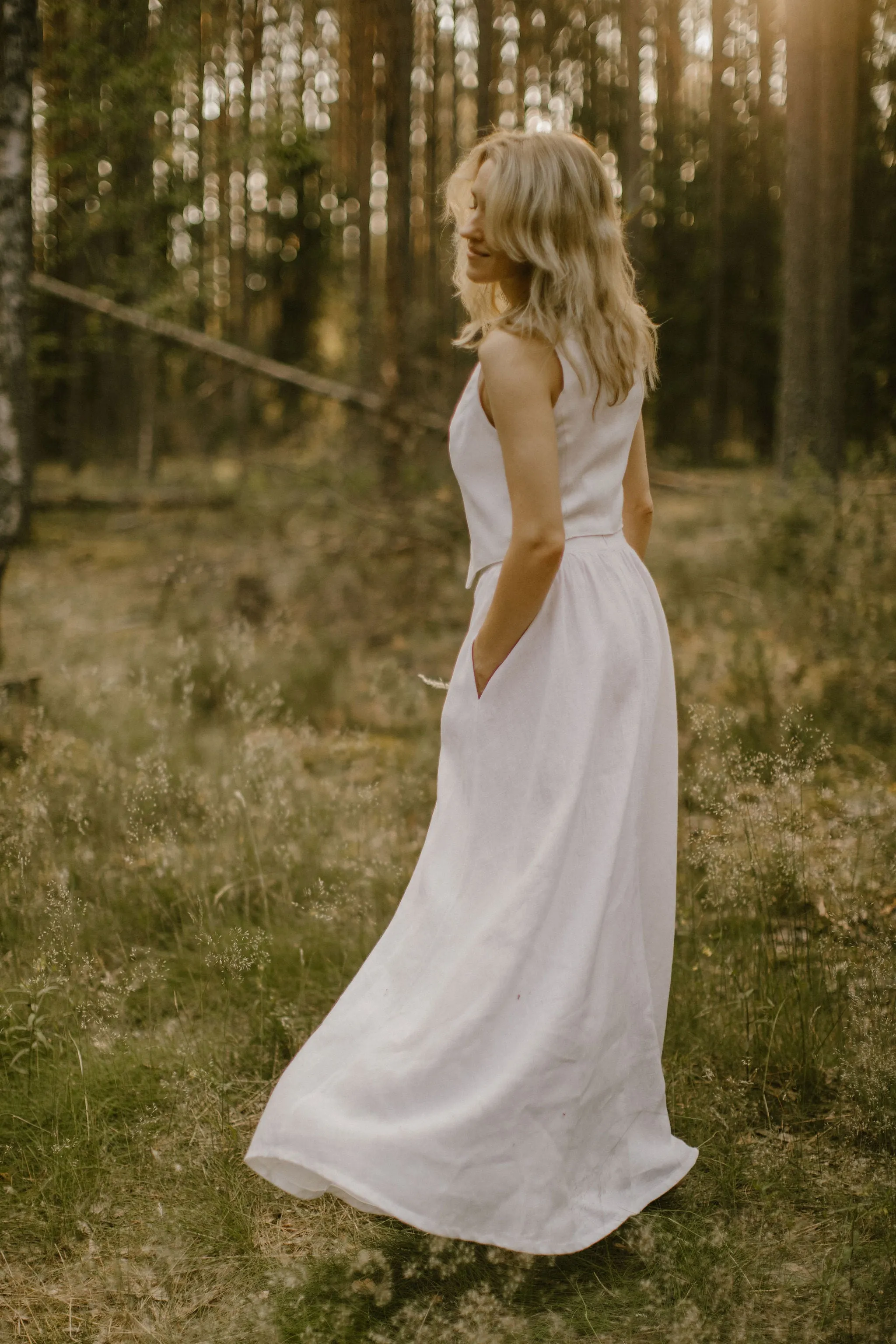 Linen Waistcoat Skirt Set
