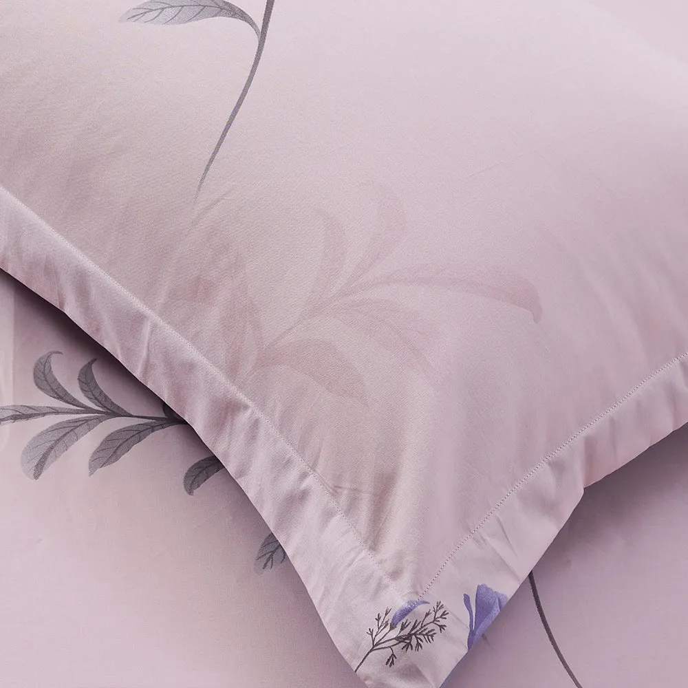 LUMINE Combed Cotton Printed 1000TC Fitted Set/ Bed Set  - Violet