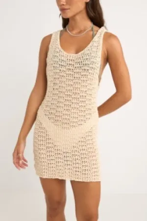 Maddie Knit Scoop Neck Mini Dress in Cream