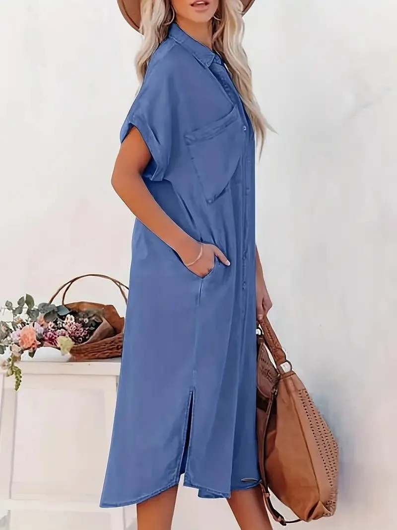 Mahalia - Chic Denim Batwing Design Woman's Dress