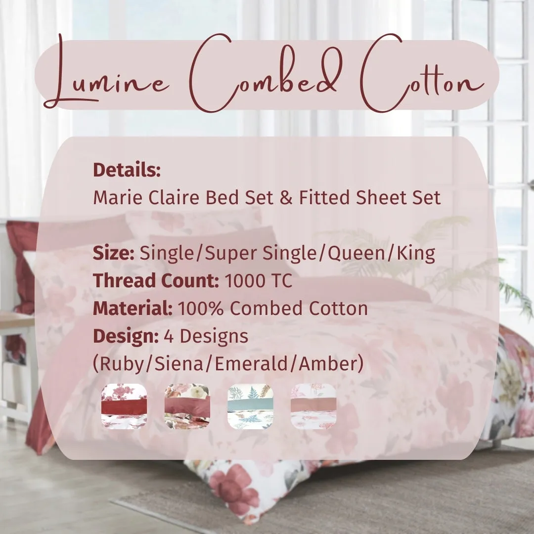 Marie Claire Lumine 100% Combed Cotton 1000TC Fitted Sheet/Bed Set - Sienna