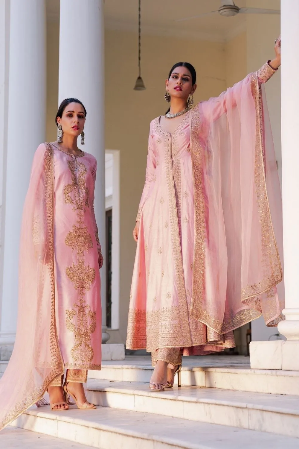 Mauve Chanderi Jacket Suit