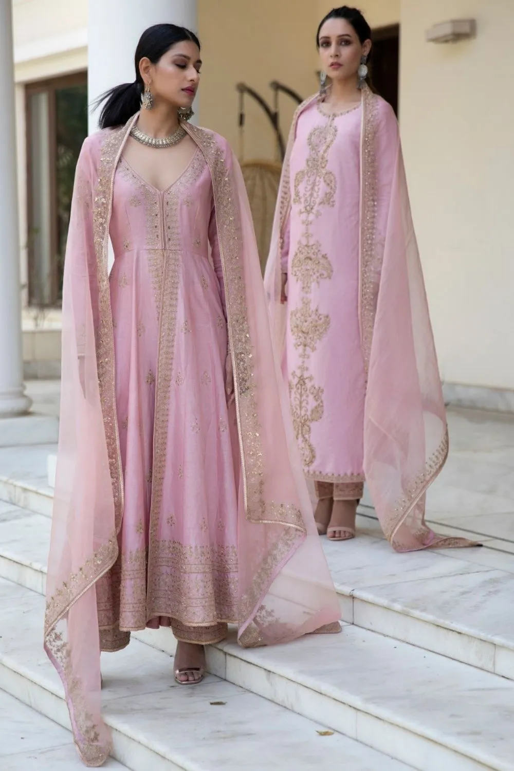 Mauve Chanderi Jacket Suit