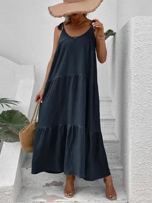 Maxi Dress with V-Neck and Adjustable Straps