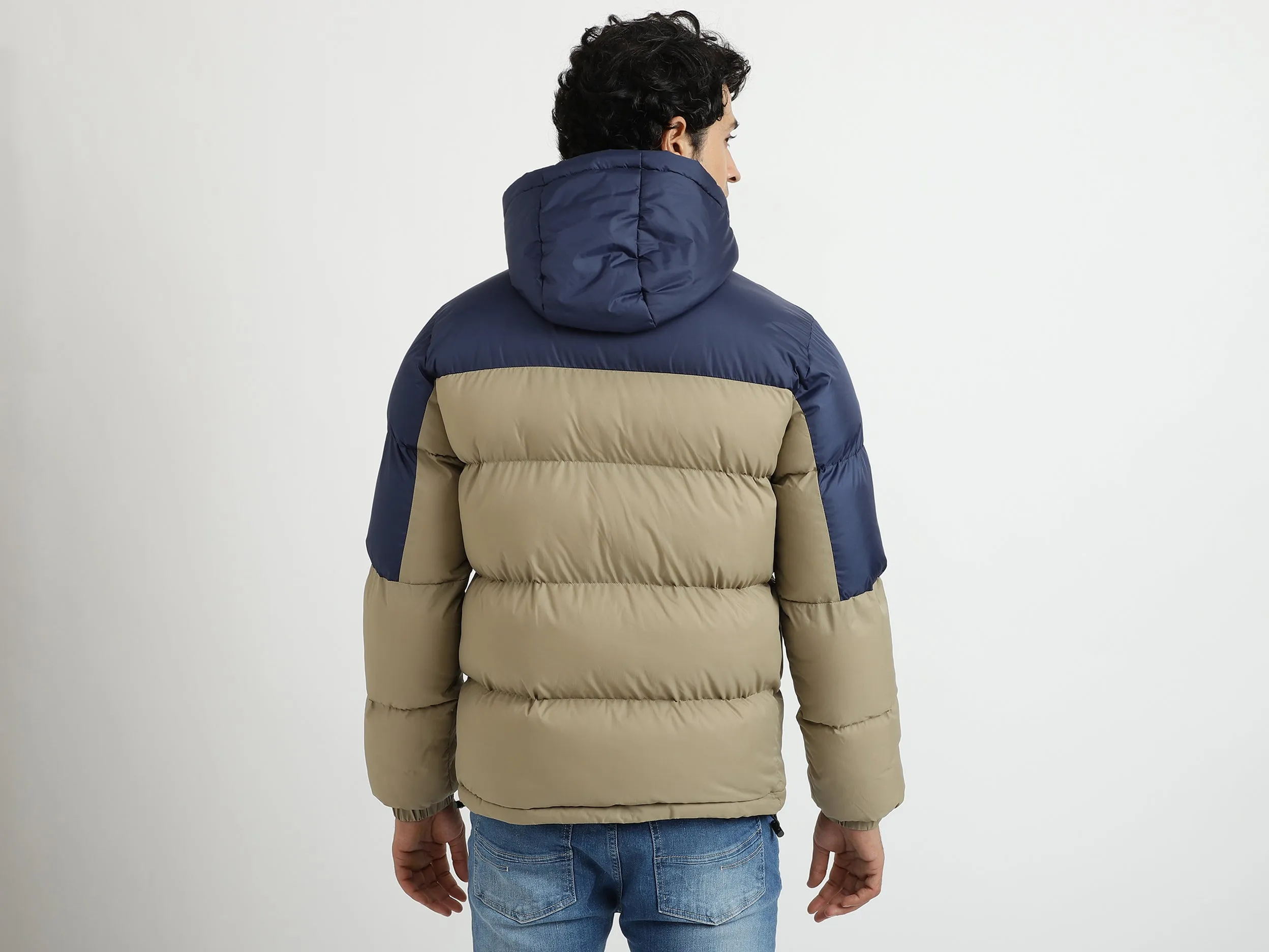 Men Colorblocked Hooded Jacket
