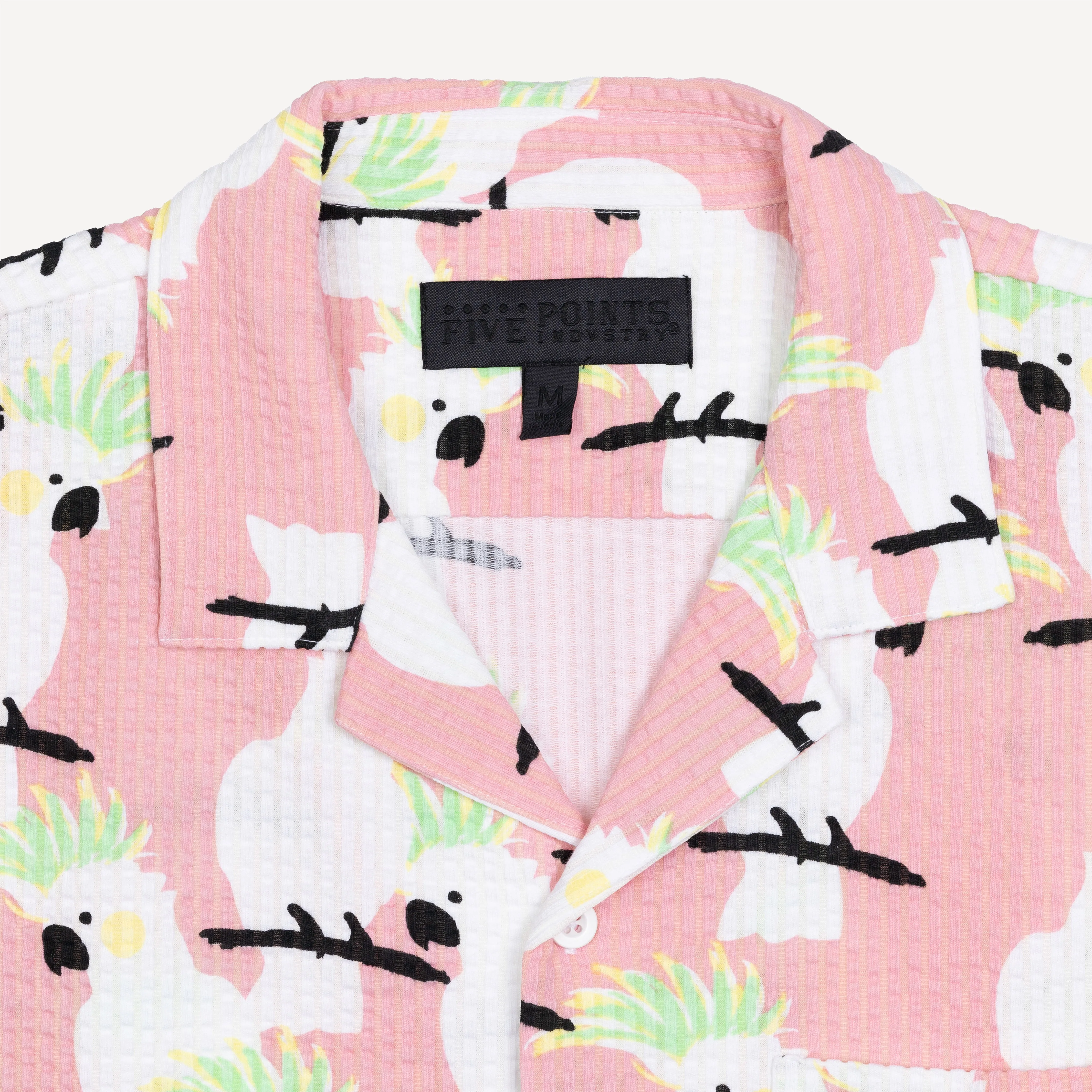 Mens Cool Knit Seersucker Camp Shirt - Quartz Pink / Cockatoo