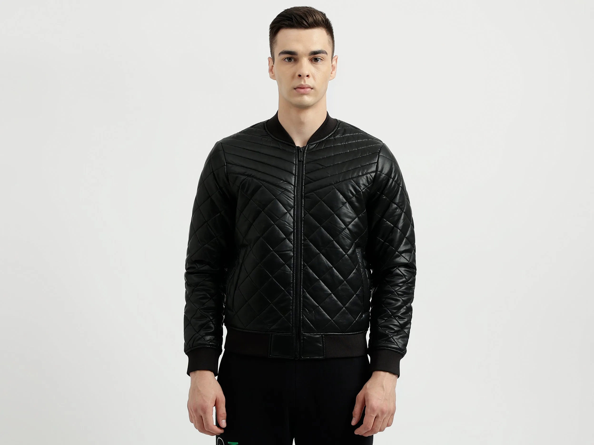 Men's Regular Fit Baseball Collar Quilted Jacket