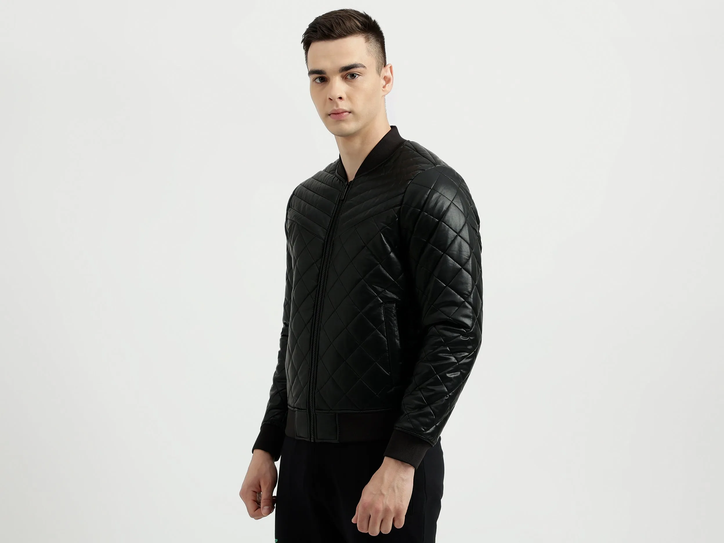 Men's Regular Fit Baseball Collar Quilted Jacket