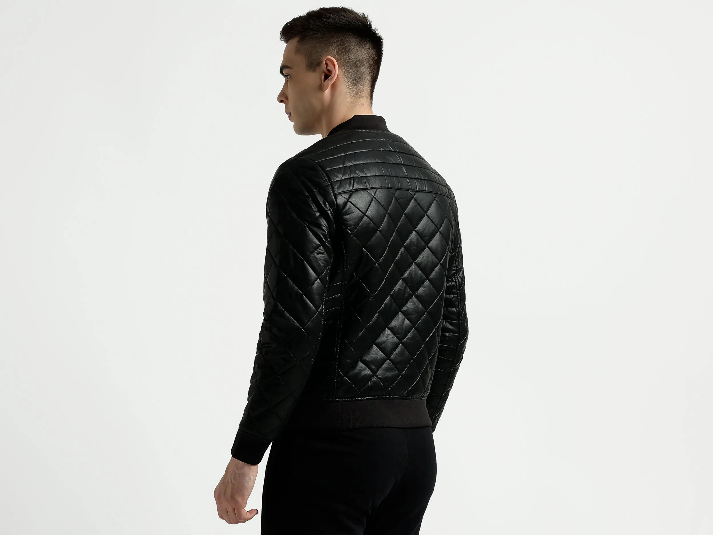 Men's Regular Fit Baseball Collar Quilted Jacket