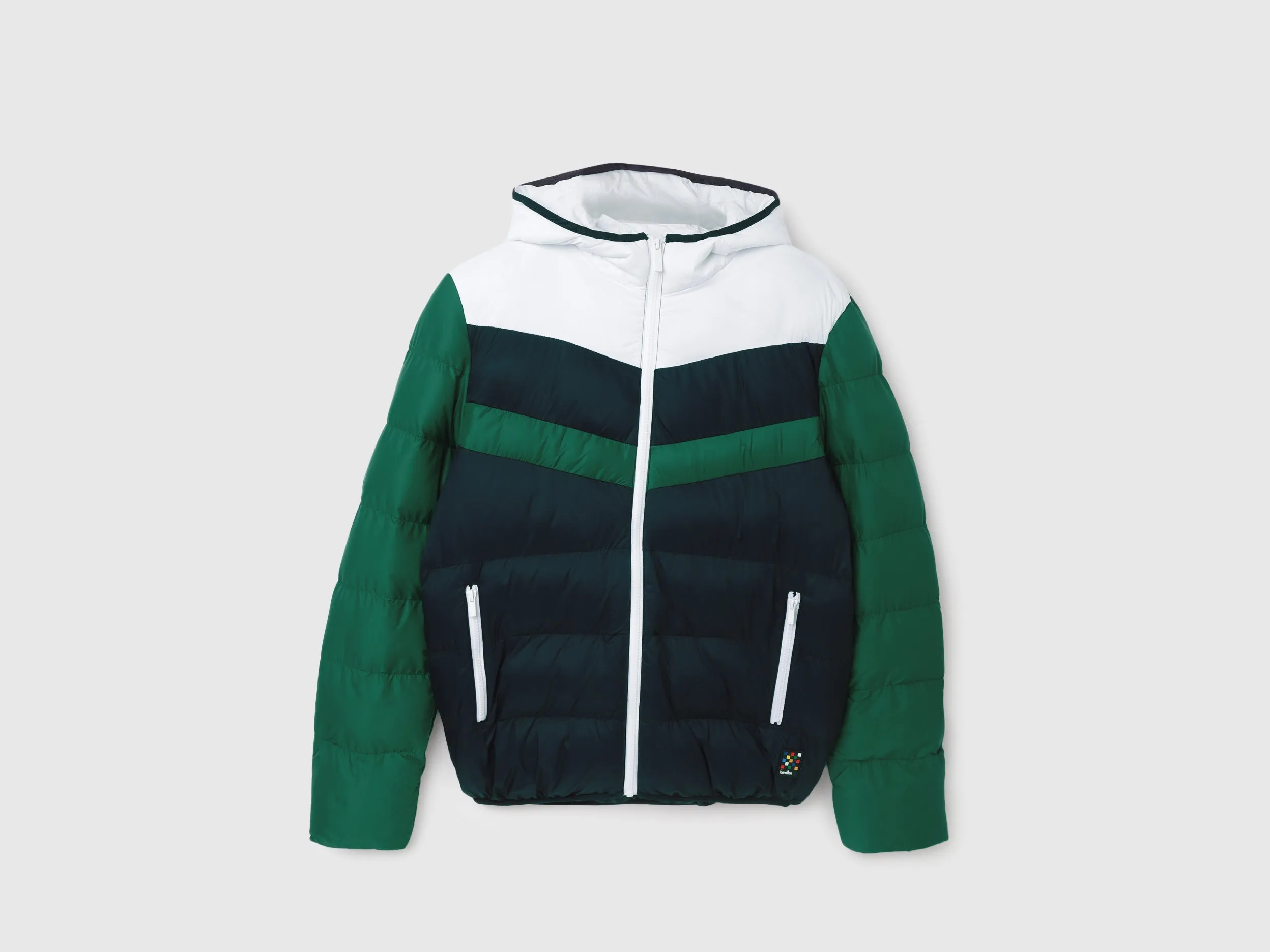 Men's Regular Fit Hooded Neck Color Blocked Puffer Jacket