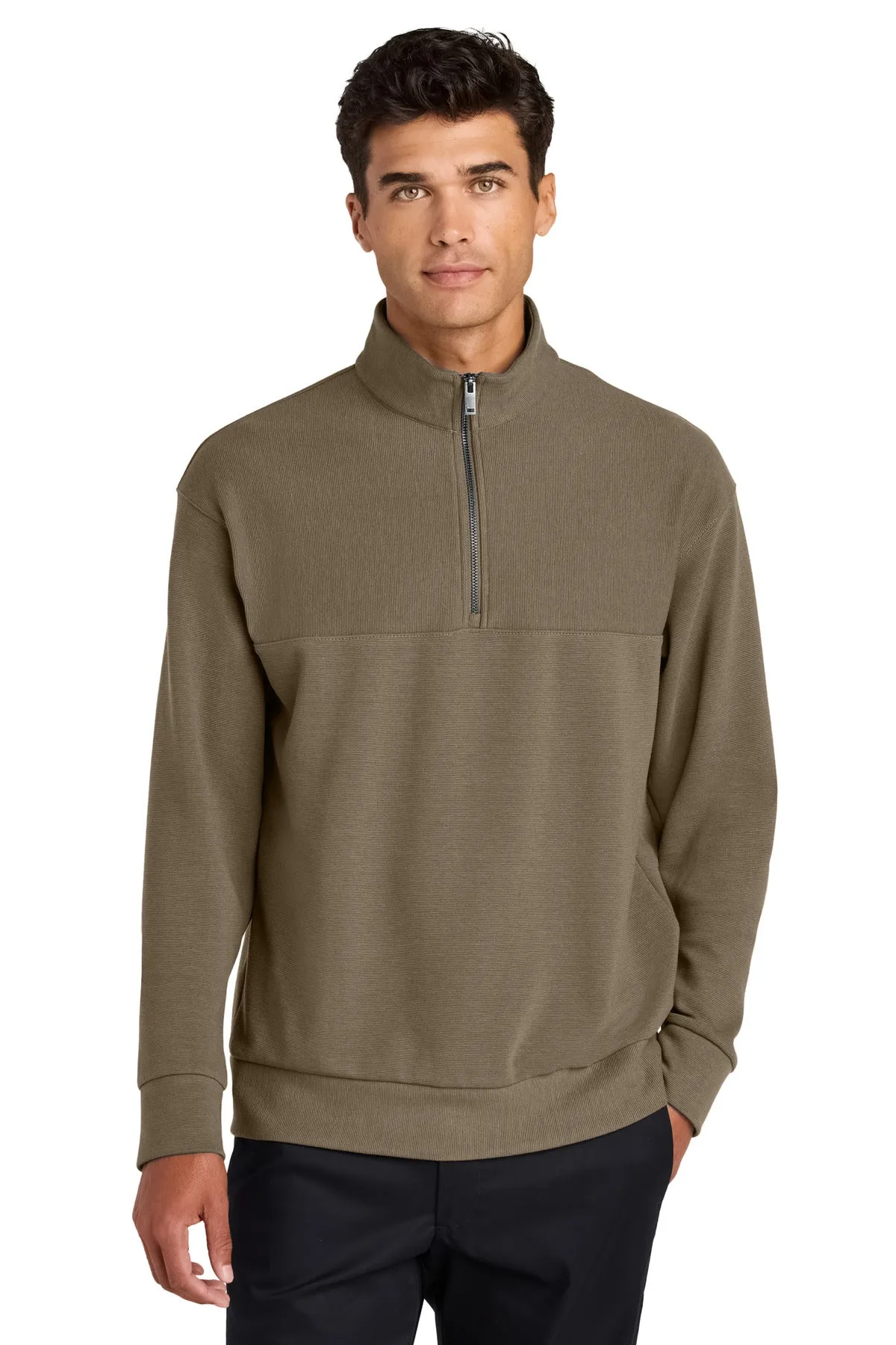 Mercer Mettle Linear Texture 1/4-Zip MM3040 Warm Taupe