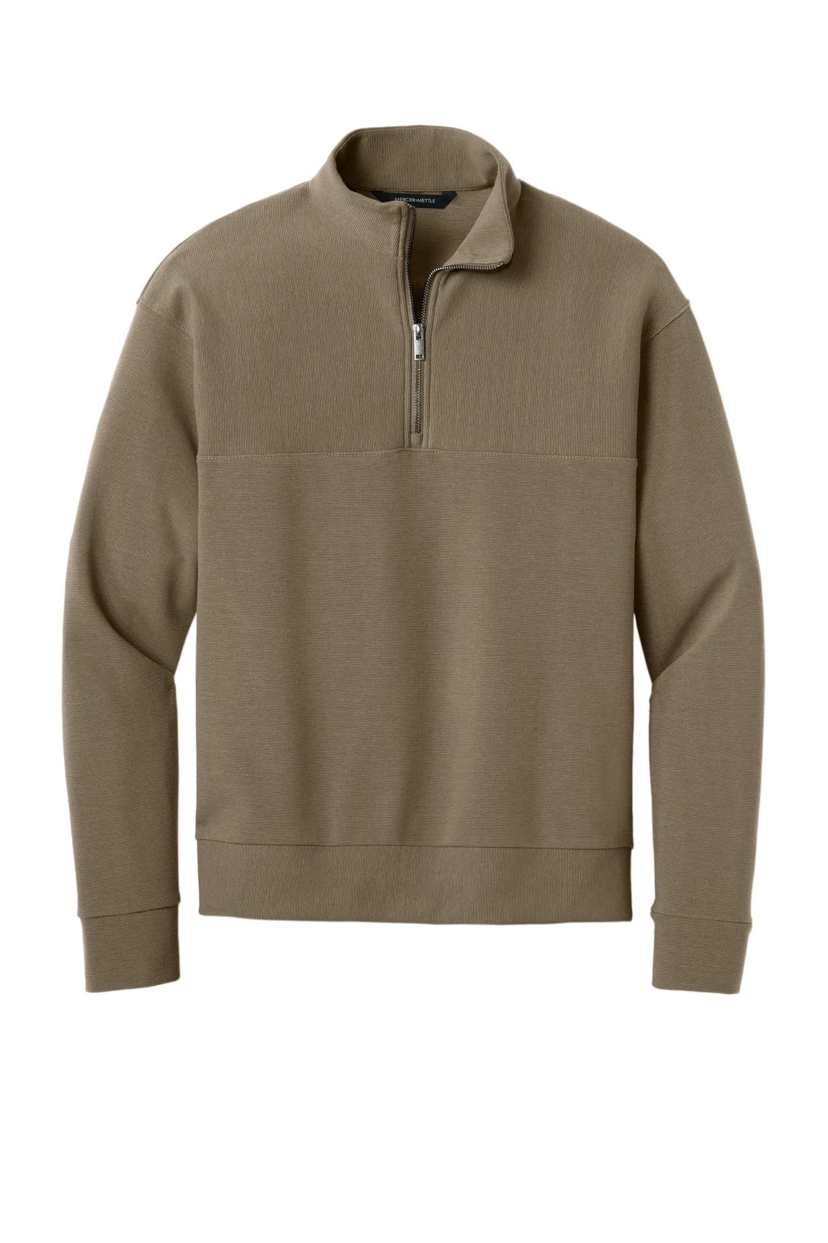 Mercer Mettle Linear Texture 1/4-Zip MM3040 Warm Taupe