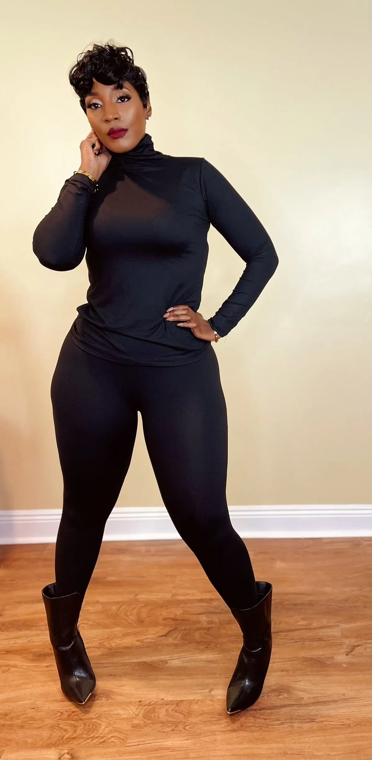 MOCK NECK SET (BLACK)
