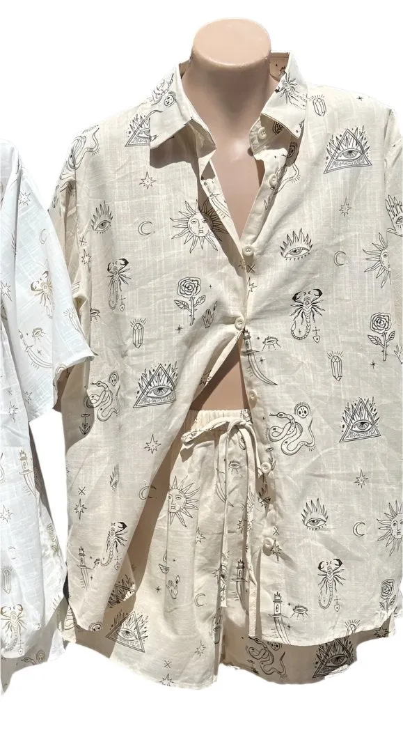 Mystic Scorpian Short Set Beige