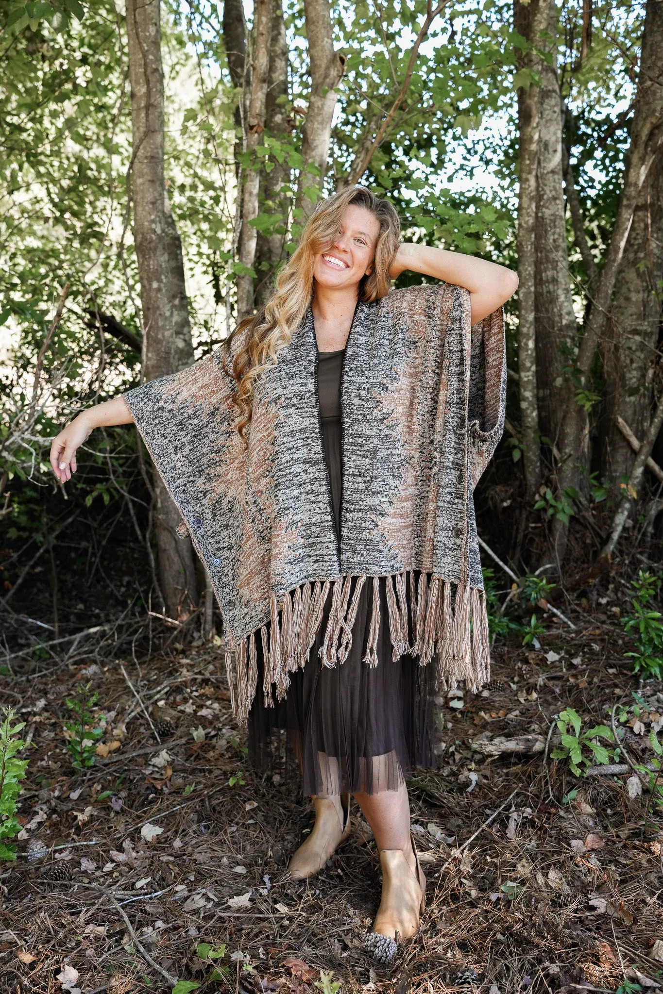 Nevada Fringed Shawl Cardigan
