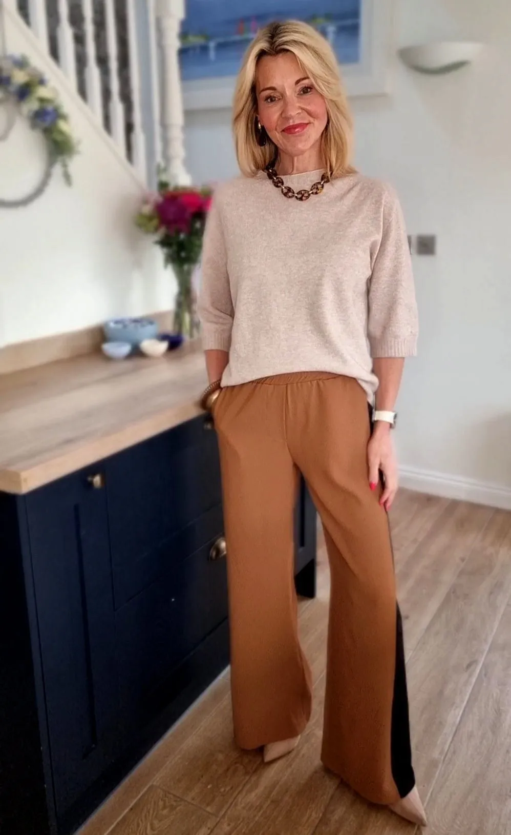 Oatmeal Half Sleeve Jumper