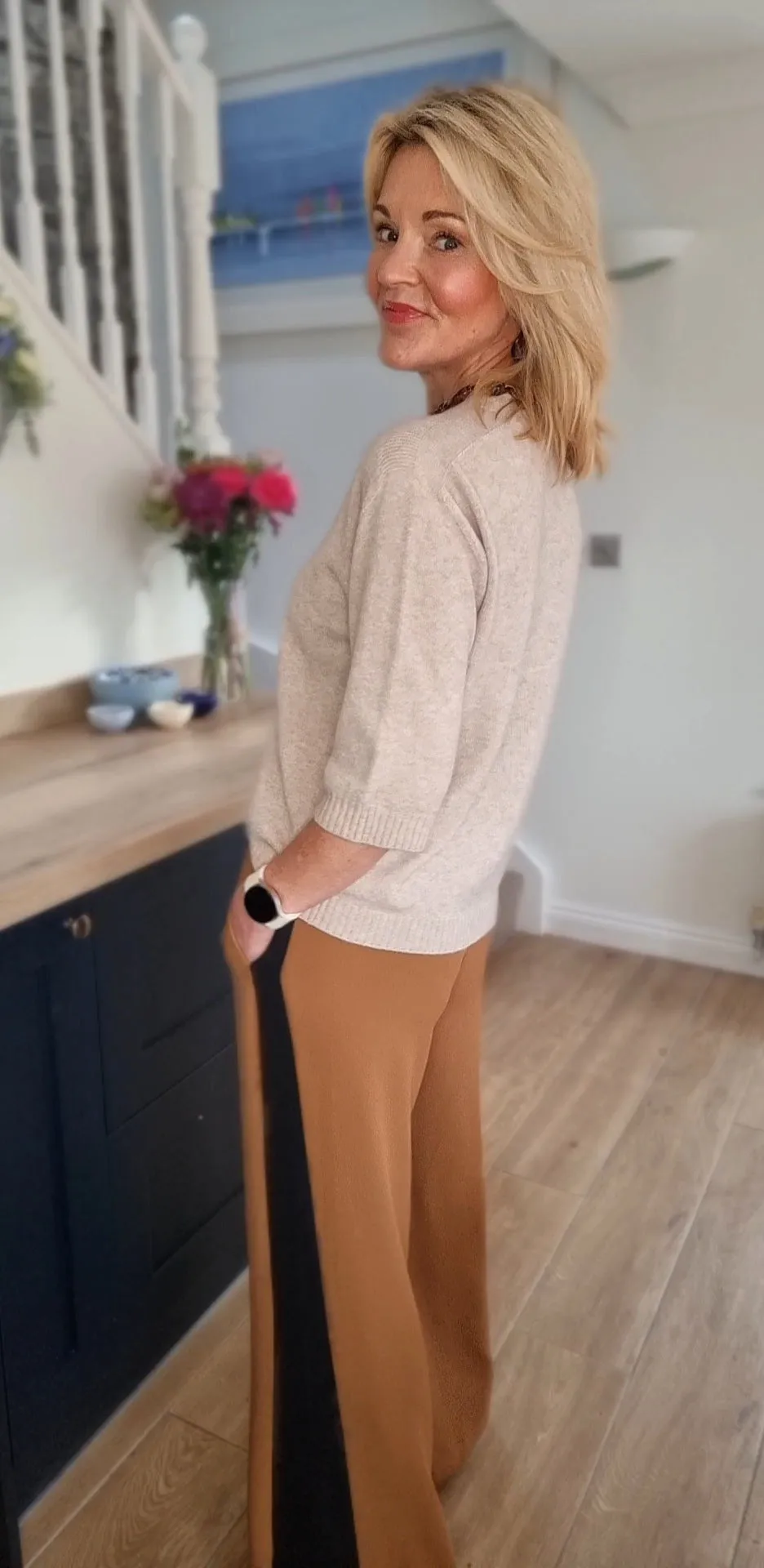 Oatmeal Half Sleeve Jumper