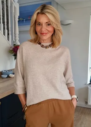 Oatmeal Half Sleeve Jumper