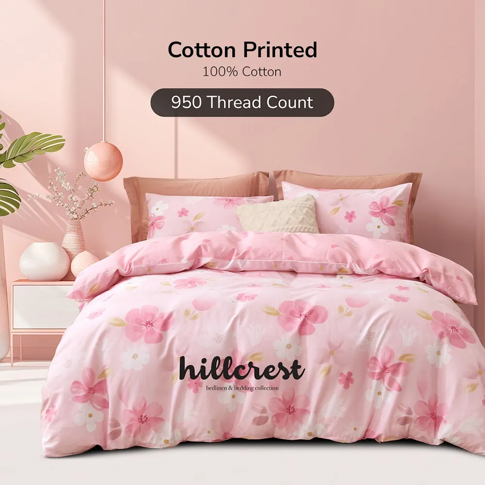 Online Exclusive Cotton Prints 950TC Fitted Sheet Set / Bed Set - HC0924 - 1