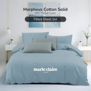 Online Exclusive MORPHEUS Solid 100% Cotton 950TC Fitted Sheet No Quilt Cover Grey Stone