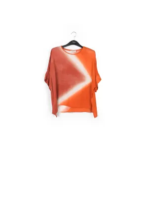 Orange boxy tie-dye print top