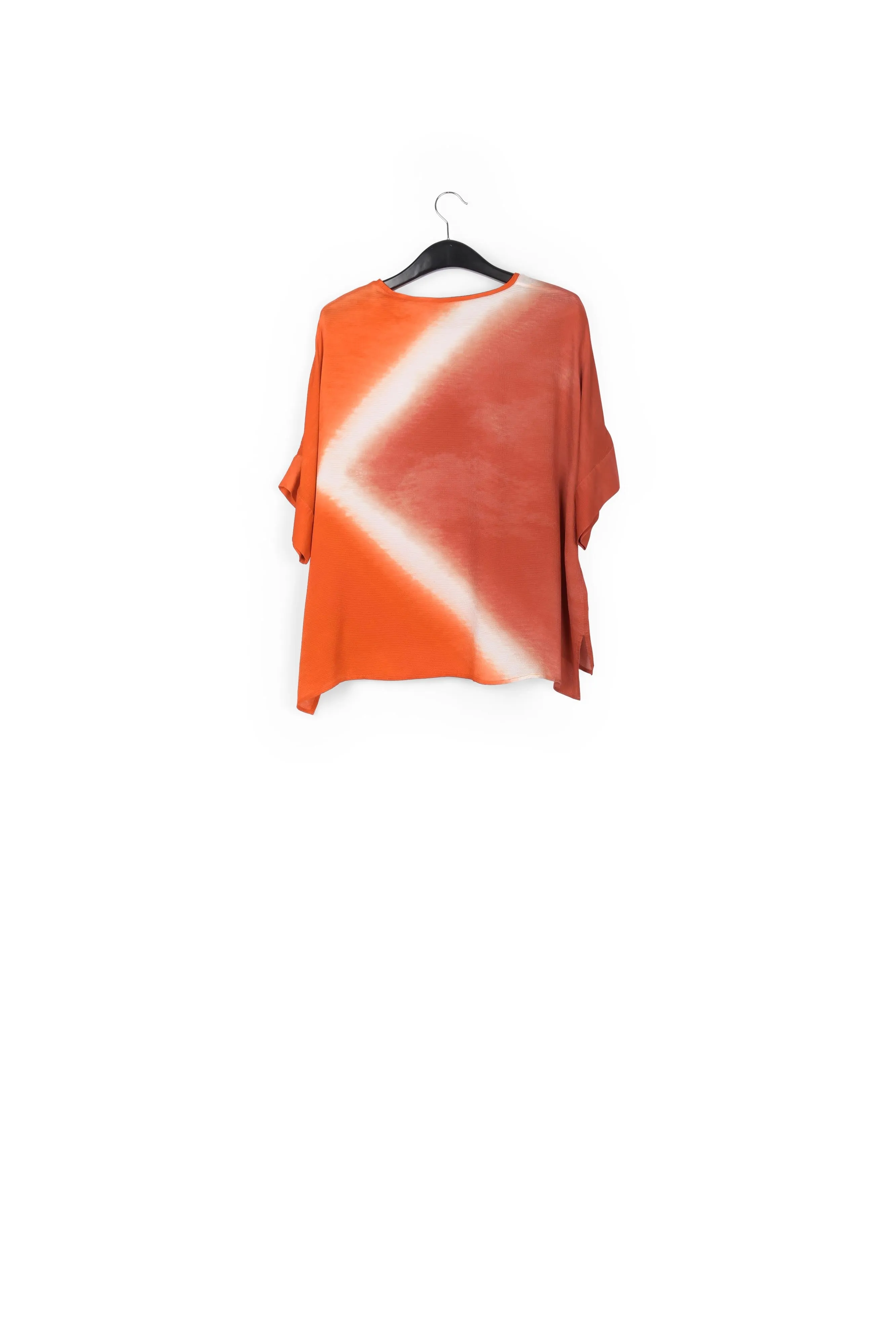 Orange boxy tie-dye print top