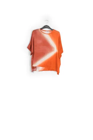 Orange boxy tie-dye print top