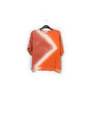 Orange boxy tie-dye print top