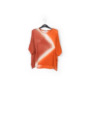 Orange boxy tie-dye print top
