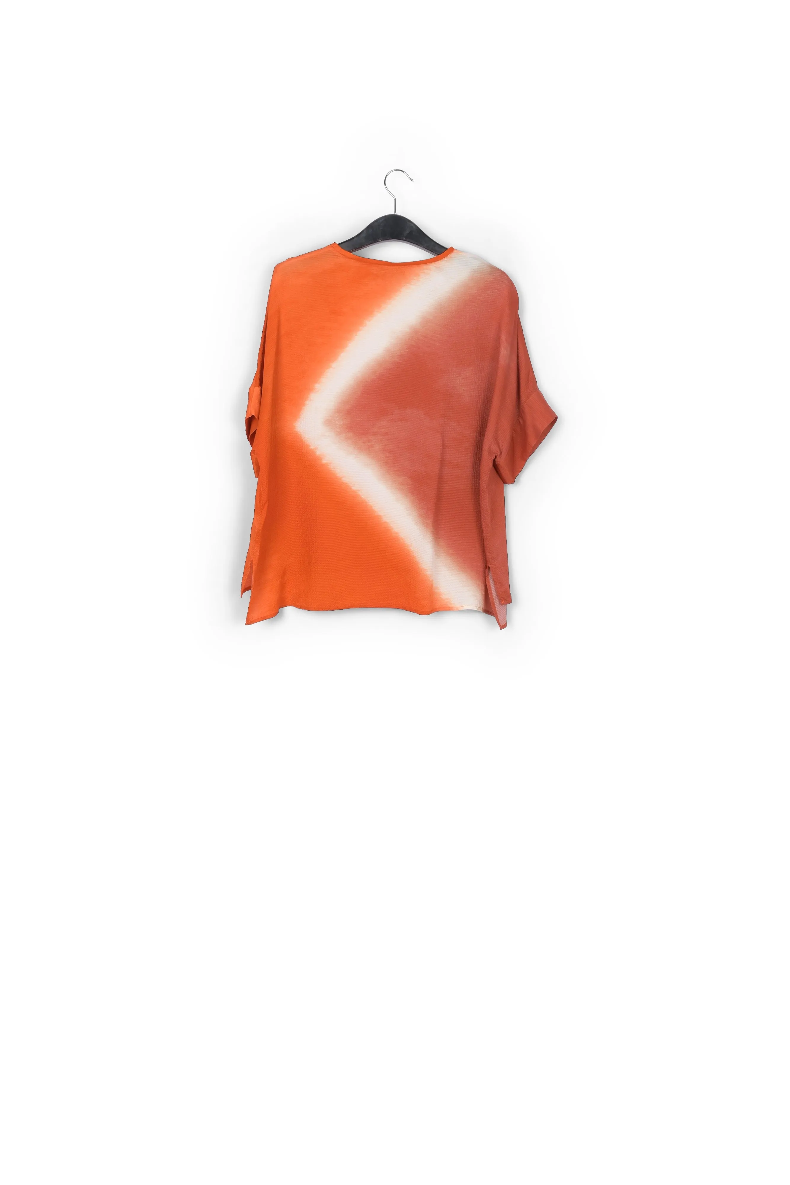 Orange boxy tie-dye print top