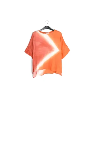 Orange boxy tie-dye print top