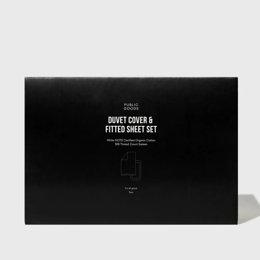 Organic Twin Duvet Cover and Fitted Sheet Set