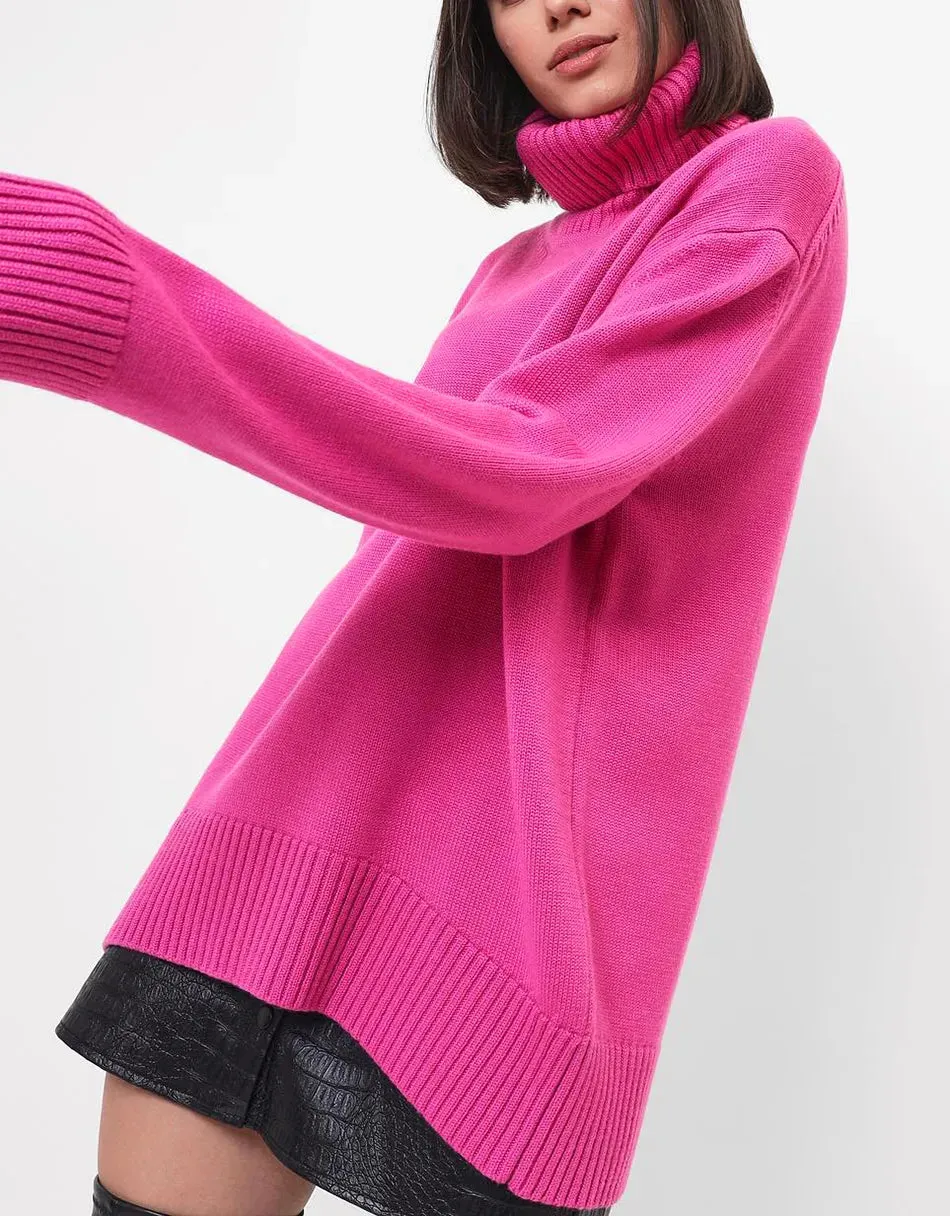 Oversize Turtleneck Sweater: Vintage Warm Knit in Green and Brown