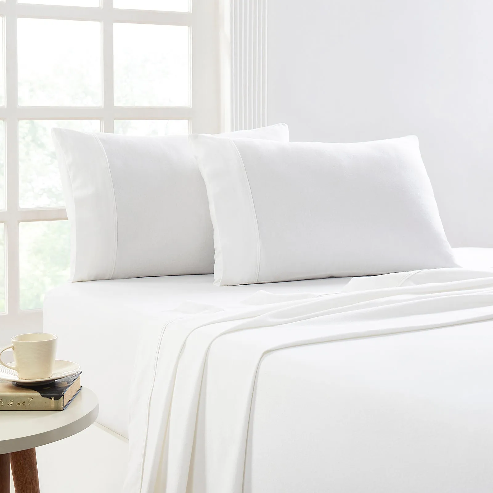 Park Avenue 175 GSM Egyptian Cotton Flannelette  Plain dyed Sheet Sets - Snow
