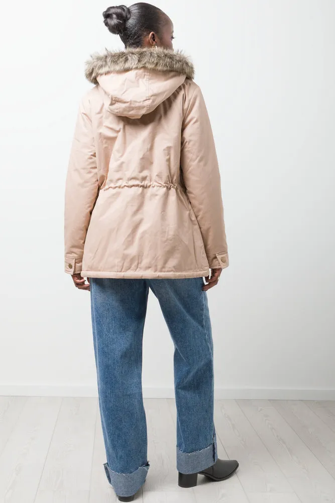 Parka Jacket With Fur Trim Natural