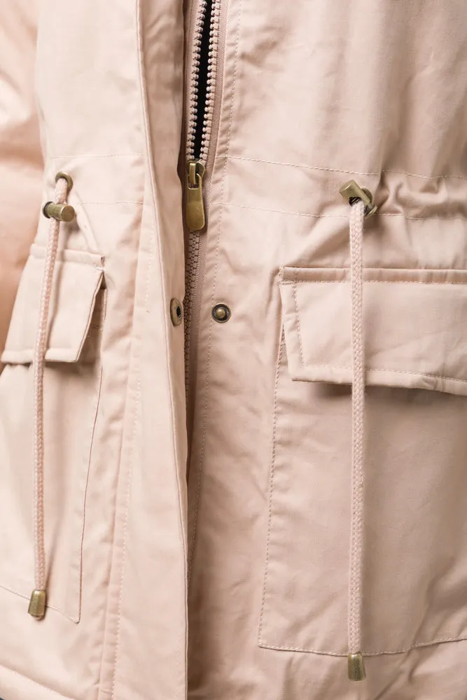 Parka Jacket With Fur Trim Natural