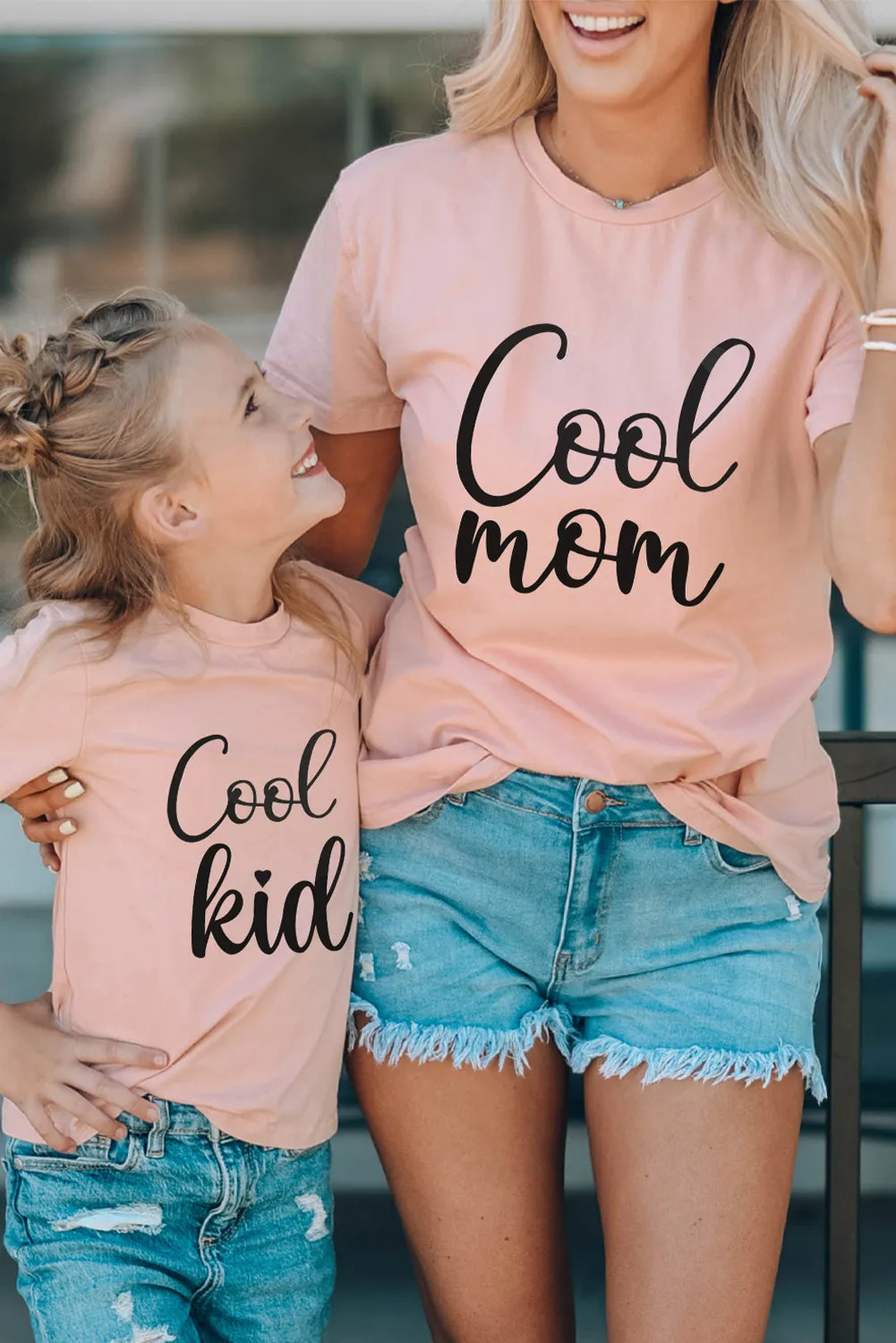 Pink Family Matching Cool Kid Crewneck Short Sleeve Girl's Top