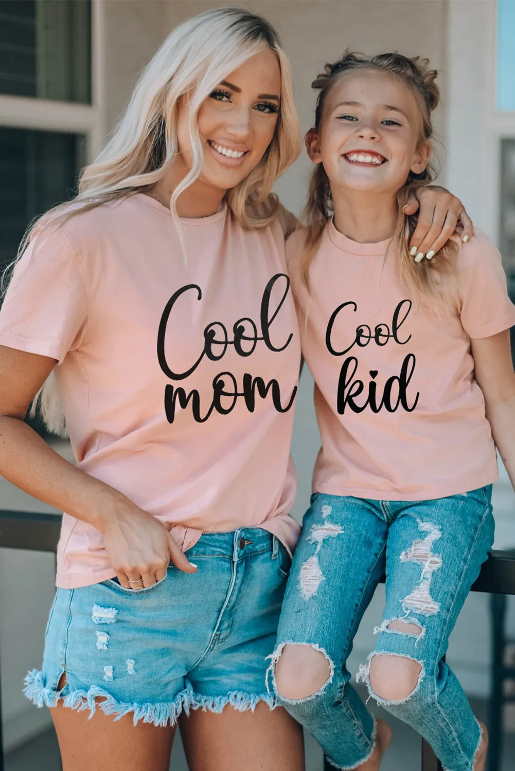 Pink Family Matching Cool Kid Crewneck Short Sleeve Girl's Top