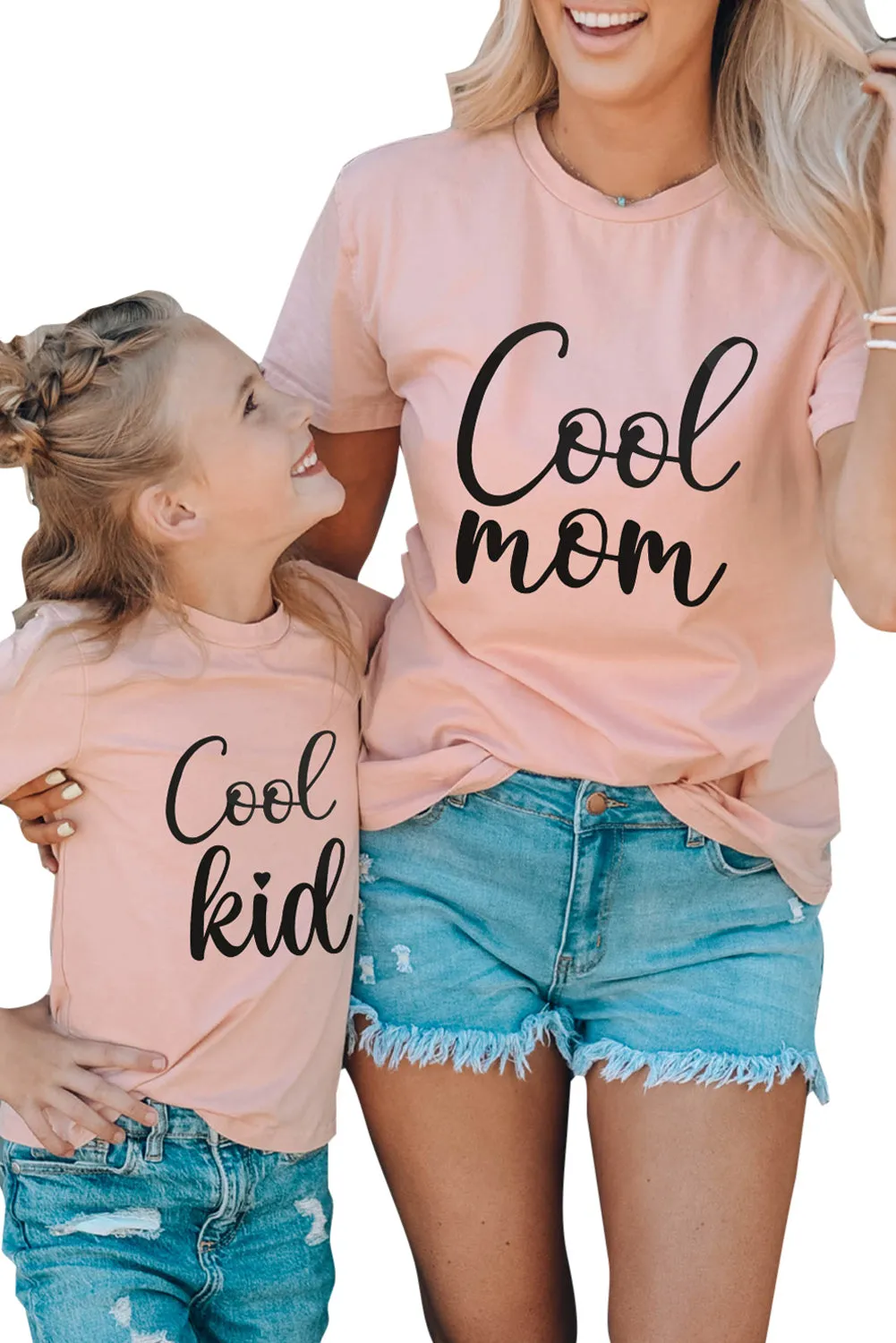 Pink Family Matching Cool Kid Crewneck Short Sleeve Girl's Top