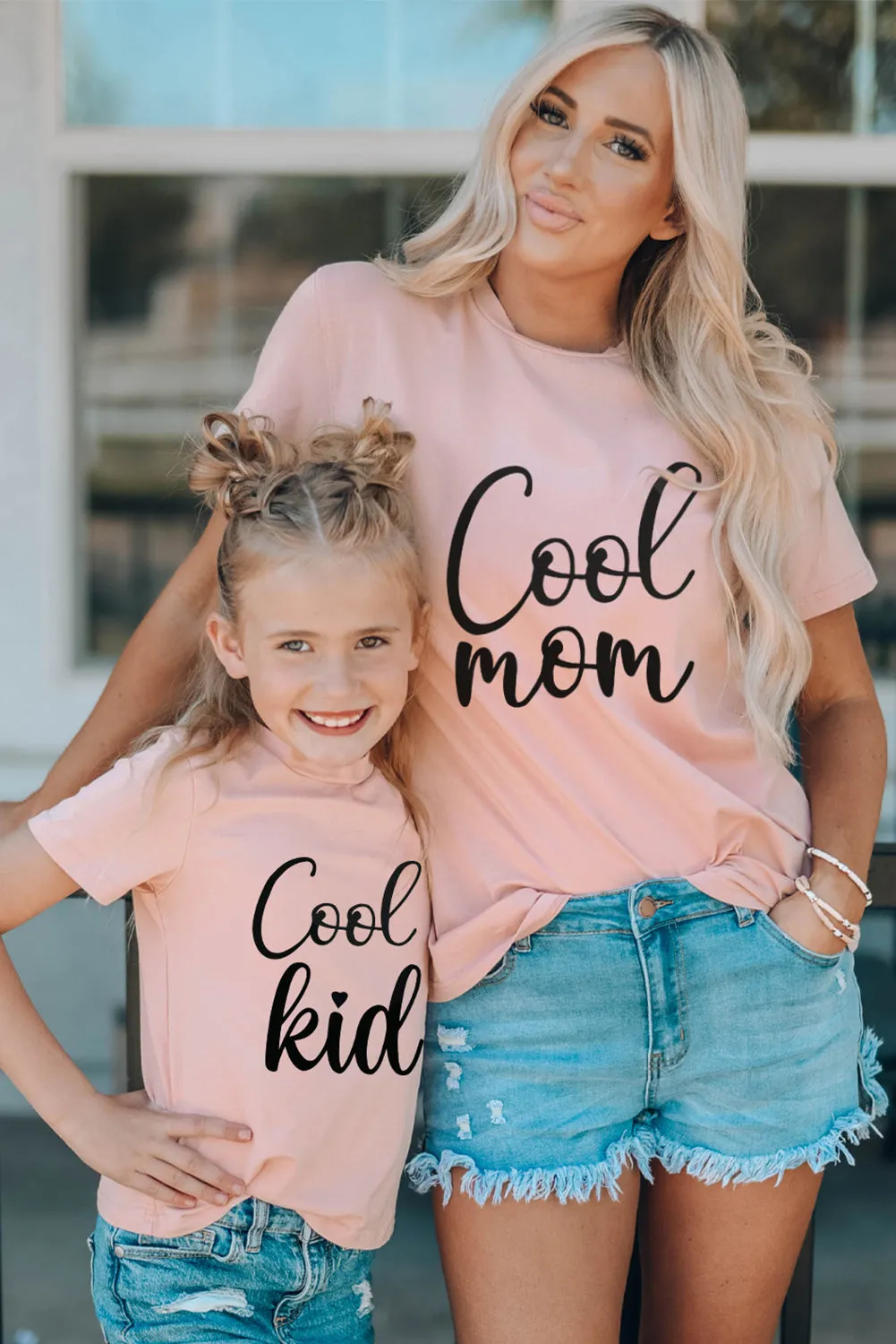 Pink Family Matching Cool Kid Crewneck Short Sleeve Girl's Top