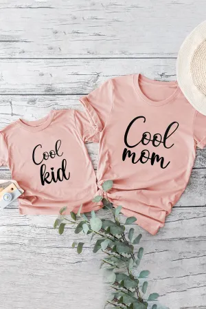 Pink Family Matching Cool Mom Crewneck Short Sleeve Top