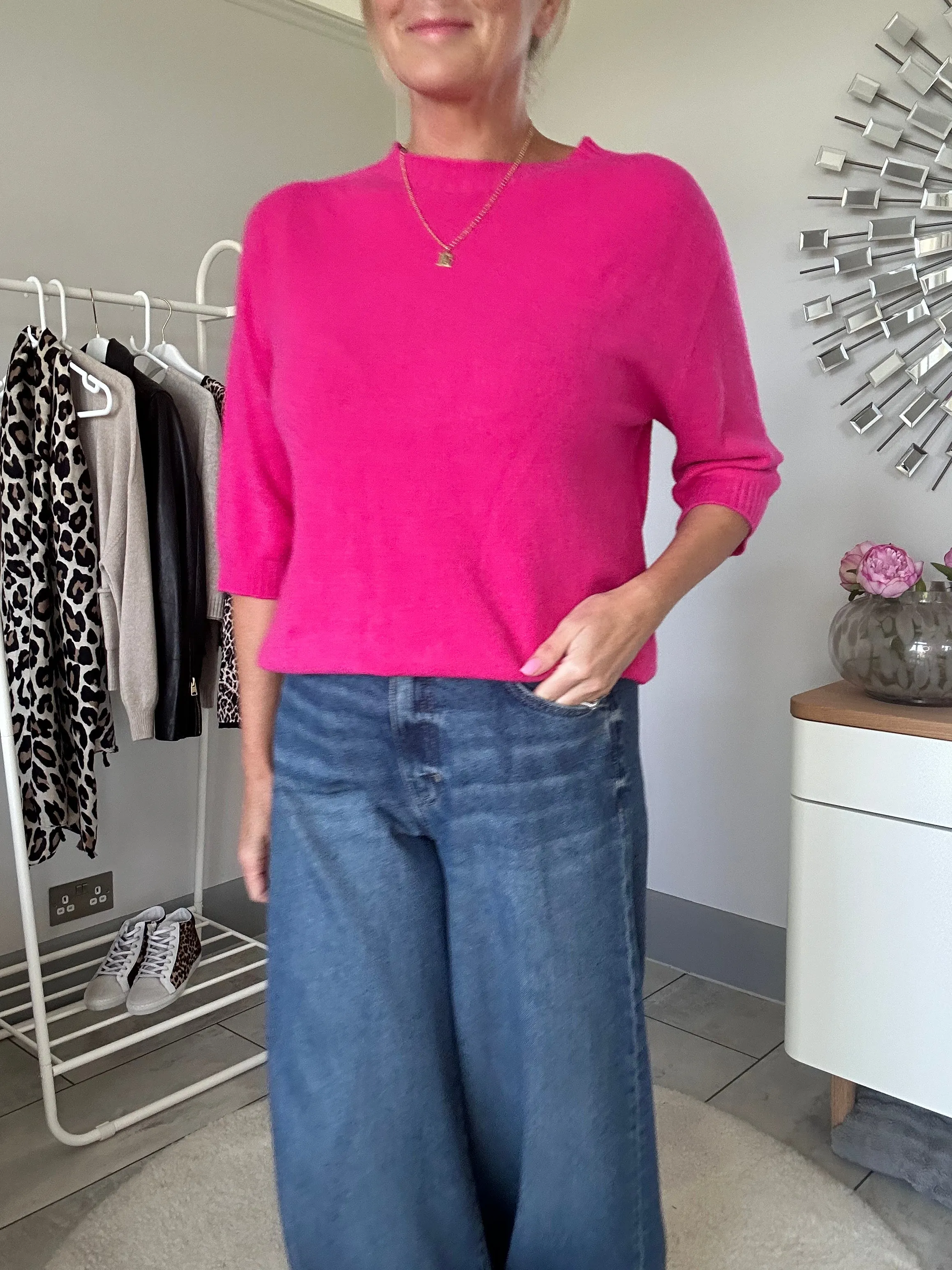 Pink Half Sleeve Jumper